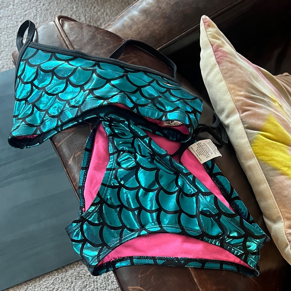 Mermaid Scale Bikini Set - Teal and Pink